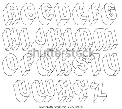 Black And White 3d Font Made With Thin Lines Single Color Simple And