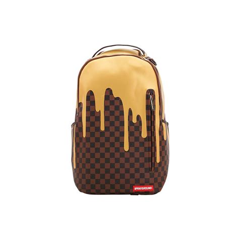 Sprayground Gold Checkred Drips Backpack Zaino