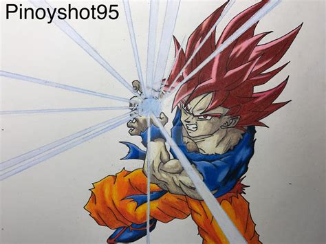 Goku Super Saiyan God Drawing By Pinoyshot95 On Deviantart