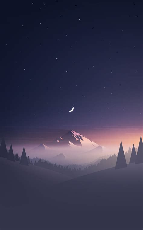 800x1280 Mountains Moon Trees Minimalism Nexus 7samsung Galaxy Tab 10