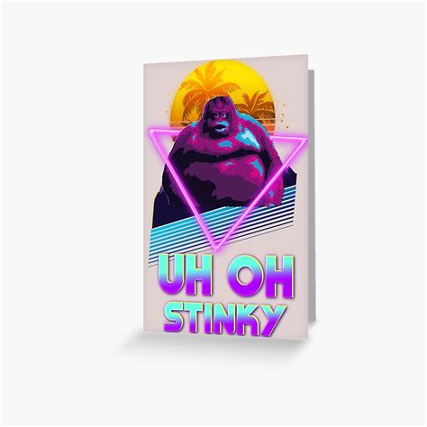 Uh Oh Stinky Poop Le Monke 80s Vaporwave Outrun Style Sticker