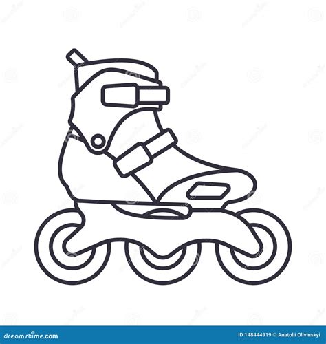 Inline Roller Skates Icon Isolated On White Background Outline Vector