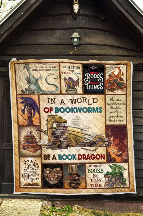 In a world of bookworms be a book dragon full over printed quilt