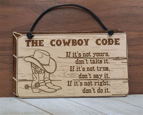 Cowboy Code Code Of The West Rustic Cowboy Decor Laser Etsy Australia