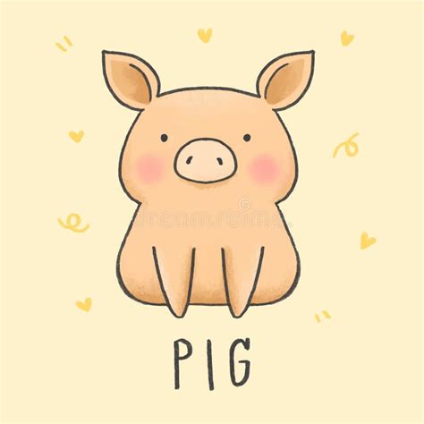 Cute Pig Cartoon Hand Drawn Style Stock Illustration Illustration Of