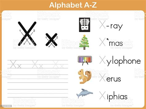 Alphabet Tracing Worksheet Writing Az Stock Illustration Download