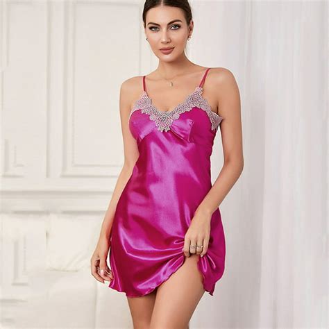 Negj Nightgown Lingerie Satin For Women Chemise Lingerie Nightie Full Slips Sleep Dress Slips