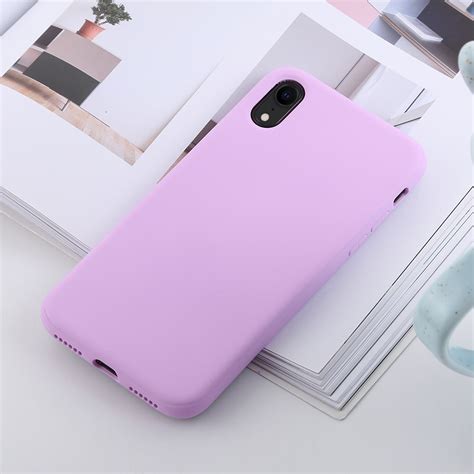 Shockproof Solid Color Liquid Silicone Feel Tpu Case For Iphone Xr Purple