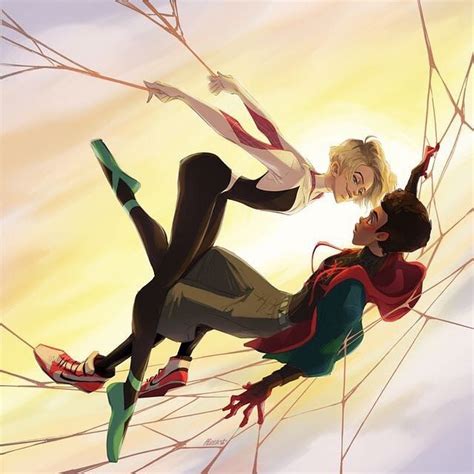 Great Spider Gwen And Miles Morales Art By Reeacat Art Spider Gwen Art Miles Morales