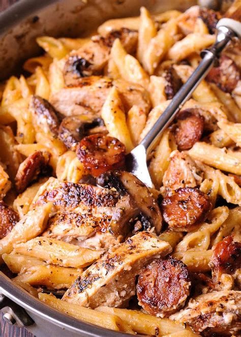Creamy Cajun Chicken And Sausage Pasta What S In The Pan Chicken