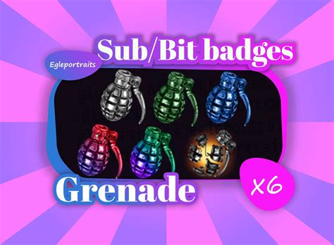 6 X Twitch Sub Badges Twitch Bit Badges Grenade Badges Etsy