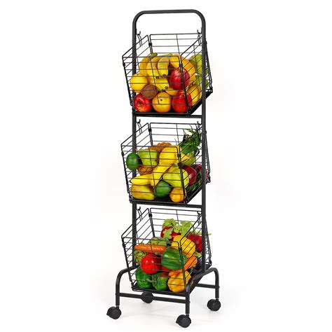 buy 3 tier fruit basket tiered market basket storage stand metal wire vegetable and fruit