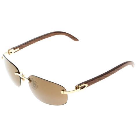 Cartier Brown 135b Wooden C Décor Sunglasses Cartier Tlc