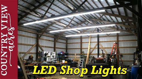 Steel ceiling liner is cheap and looks good and is available in different colors. New LED Shop Lights for the Pole Barn - YouTube
