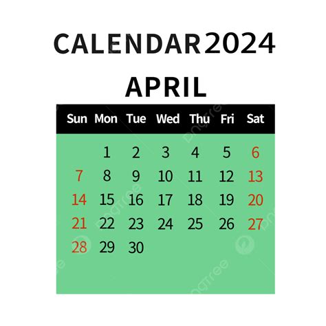 Gambar Kalender April 2024 Berwarna Hijau Sederhana April Dua Ribu