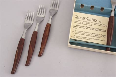 Midcentury Glosswood Sheffield Cutlery For 6 Set C 1960s