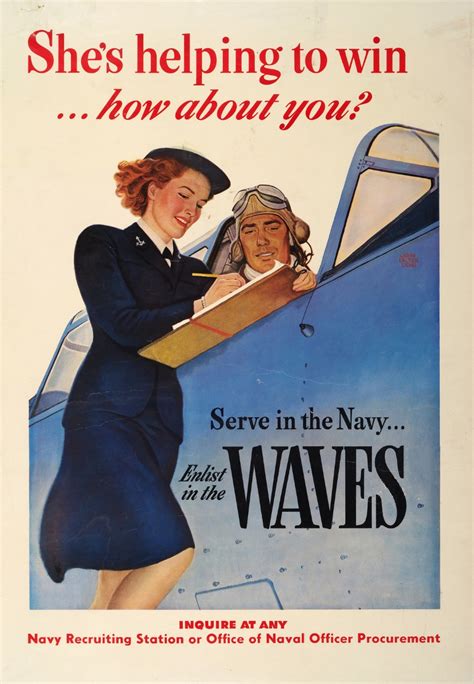 Shes Helping To Win Wwii Waves Recruiting Poster Women Of World War Ii