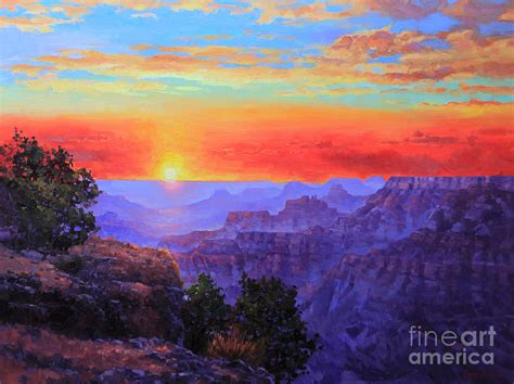 Grand Canyon Sunset Painting By Gary Kim Fine Art America