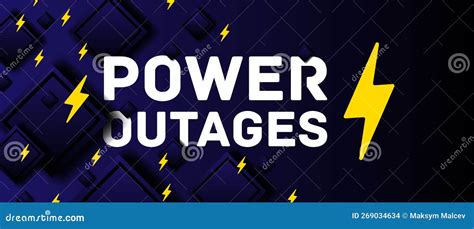 Power Outage Text On Dark Blue Background With Yellow Energy Icons