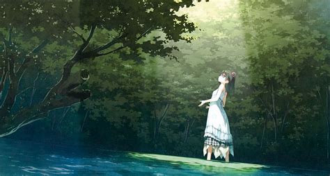 Forest Anime Girl Sunshine Wallpaper 4592x2463 707129
