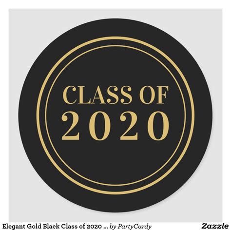 Elegant Gold Black Class Of 2020 Class Reunion Classic Round Sticker