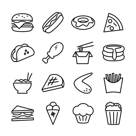 Line Icon Set Of Fast Food 1225248 Vector Art At Vecteezy