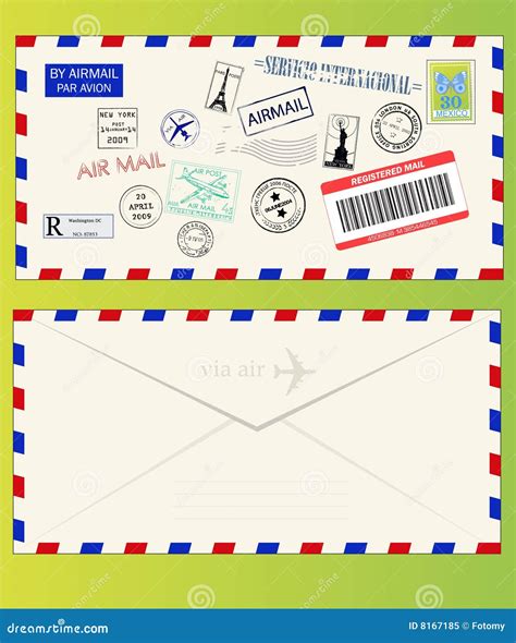 Air Mail Envelope With Postal Stamps Stock Vector Illustration Of