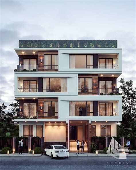 Residence On Behance Residential Building Design Facade