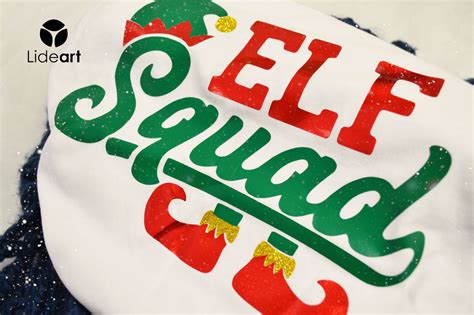 A Close Up Of A Snow Covered Bag With The Word Elf Squad On Its Side