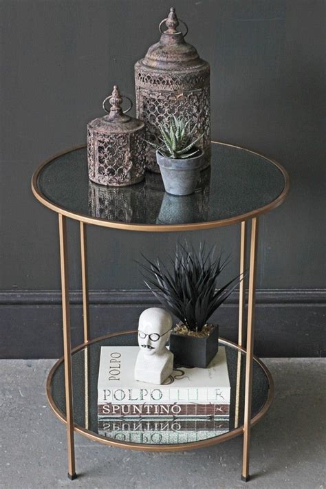 Add a touch of elegance with a modern finish, with our mirrored furniture sets. Antiqued Mirror Side Table | Table decor living room, Side ...