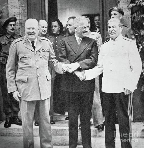 Churchill Truman And Stalin At The Potsdam Conference July 1945 Photograph By English School