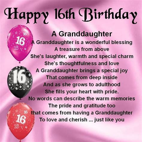 Personalised Coaster Granddaughter Poem 16th Birthday Free T