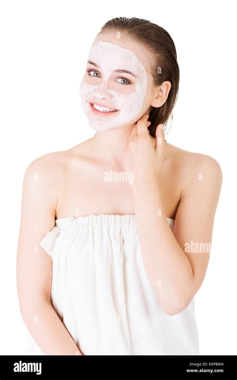 Beautiful Woman With Clay Facial Mask Stock Photo Alamy