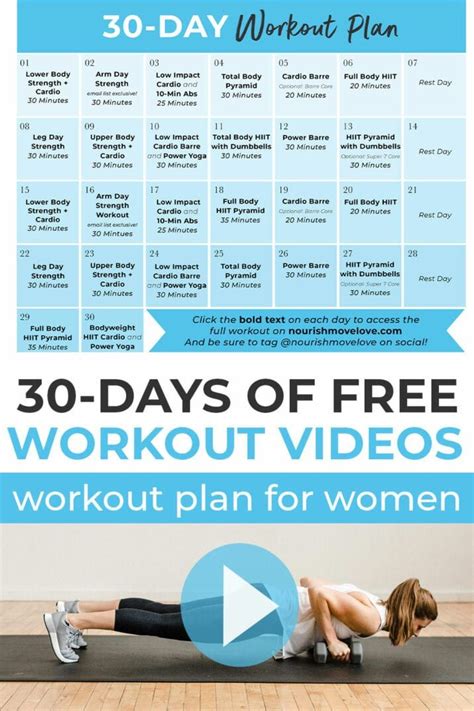 Free 30 Day Home Workout Plan Nourish Move Love 30 Day Workout Plan