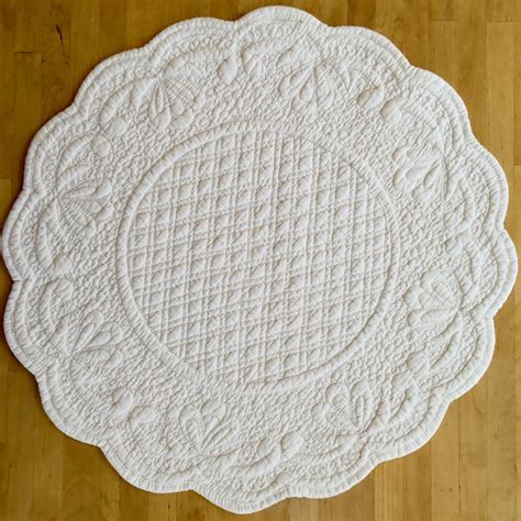 French Quilted Round Placemat White Amelie Michel Amelie Michel Llc
