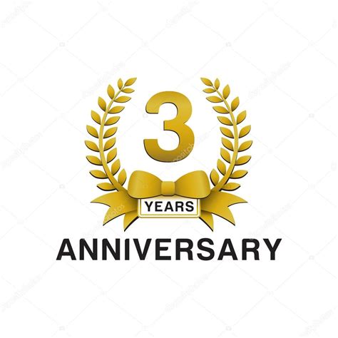 3rd Anniversary Golden Wreath Logo Stock Vector Image By ©ariefpro