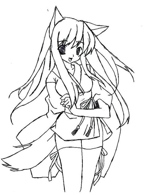 Anime Boy And Girl Coloring Pages Anime Wolf Girl Cute Anime Cat