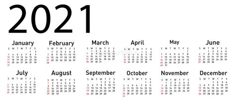 Calendar For 2021 Vector Stock Vector Illustration Of Date 198099309