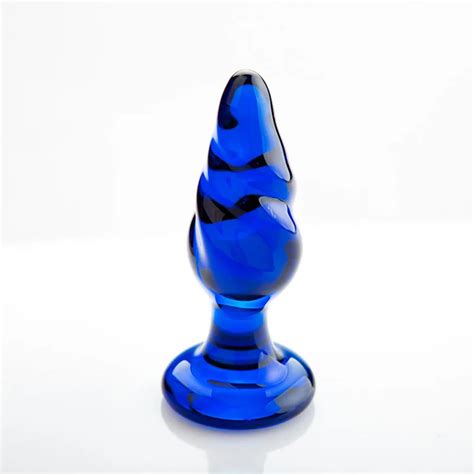 hot new blue glass anal plug beauty sex products vagina anus stimulator dildo dilator butt plugs