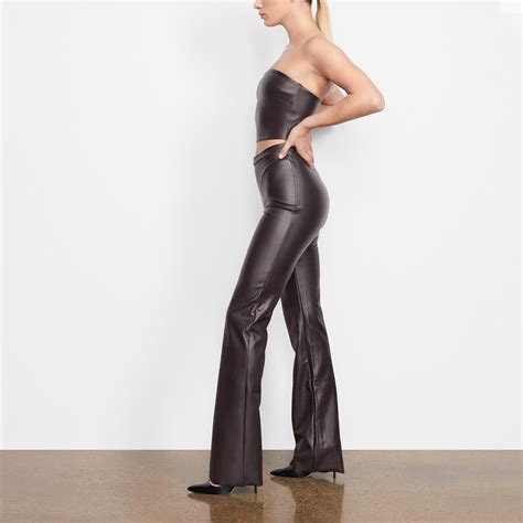 Faux Leather Boot Cut Pant Soot Skims