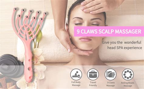 Weaseu Scalp Massager Handheld Spa Head Massager 9 Claws Massage For Hair Growth