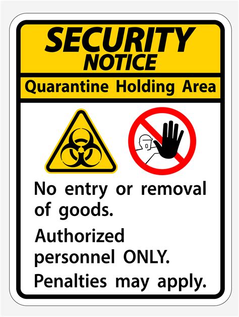 Security Notice Quarantine Holding Area Sign 1222501 Vector Art At