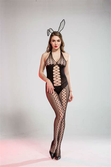 Sexy Womens High Stretch Big Mesh Hollow Out Fishnet Bodystocking Open
