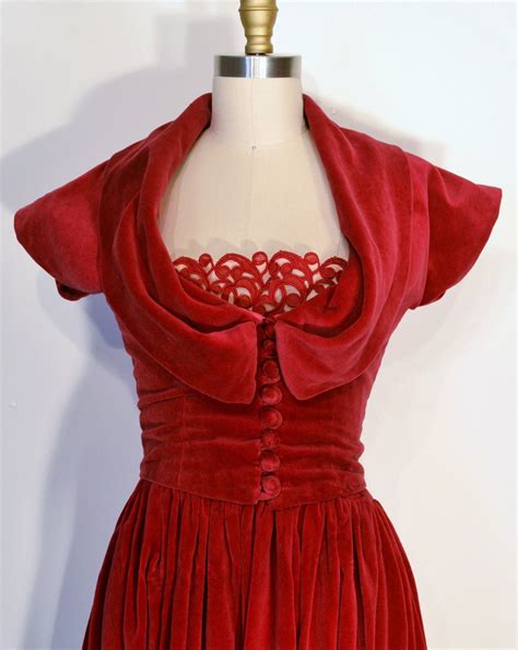 vintage 1940s dress 40s evening gown cranberry red