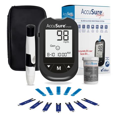 Accusure Instant Digital Simple Glucometer Kit With Strips