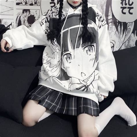 🖤buy 1 Anime Girl Knicking White Hoodie