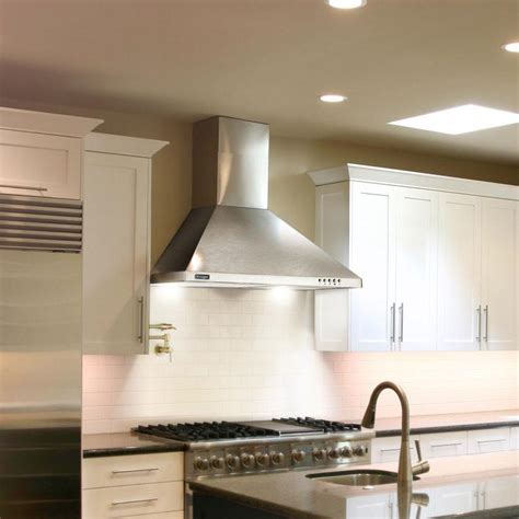 Wall mounted range hoods are canopy style range hoods that are installed against a wall over the cooker and designed to be exposed and not built into cabinetry. ALTO - A - Designer Chimney Style Range Hood - 30" & 36 ...