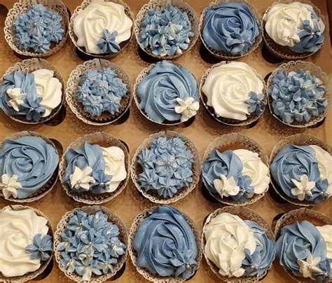 Dusty Blue Wedding Cupcakes In 2021 Blue Wedding Cupcakes Bridal