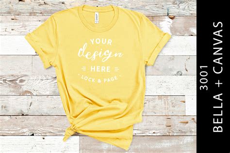 Download Maize Yellow Bella Canvas 3001 Mockup (Graphic) by lockandpage · Creative Fabrica