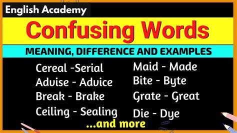 Confusing Words In English Vocabulary Commonly Confused Words